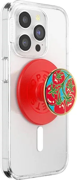 PopSockets Round Phone Grip Compatible with MagSafe, Adapter Ring Included, Phone Holder, Wireless Charging Compatible - Tomato Rosso