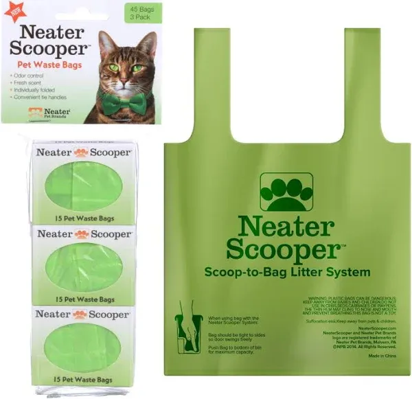 Neater Scooper Refill Bags | 45 or 90 Count Bulk Packs | Cat Litter Waste Bag