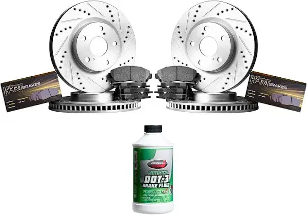 Hart Brakes Front Rear Brakes and Rotors Kit |Front Rear Brake Pads| Brake Rotors and Pads| Semi Metallic Brake Pads and Rotors - PHCC.74108.03