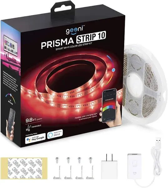 Geeni PRISMA STRIP 9.8 ft Smart Wi-Fi Color LED Strip Lights Indoor/Outdoor Kit