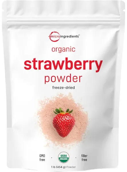 Organic Strawberry Powder, 1 Lb | 100% Natural Fruit Powder | Freeze-Dried Straw