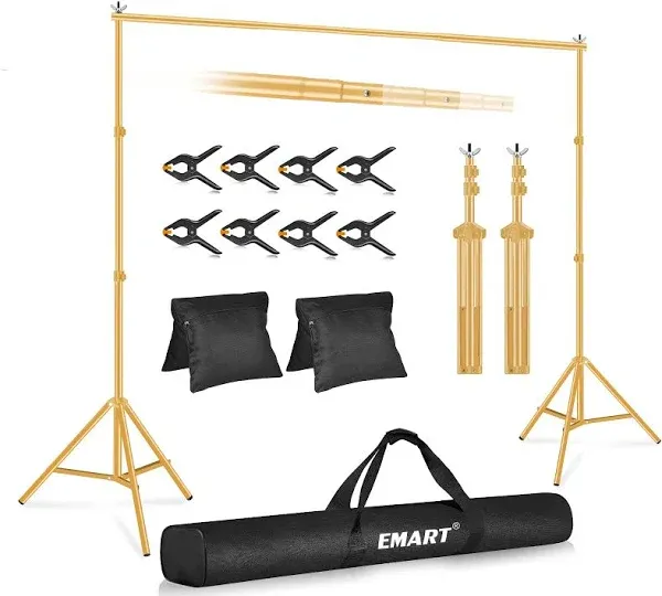 EMART Backdrop Stand Photo Studio Adjustable Background Stand Support Kit with 2 Crossbars Backdrop