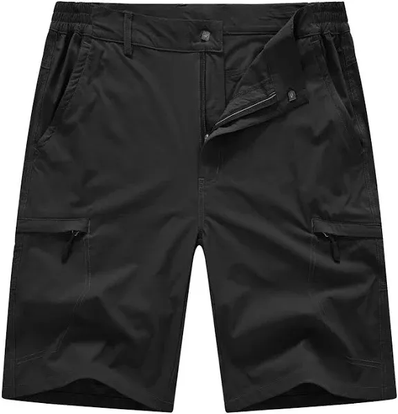 BASUDAM Men's Cargo Hiking Shorts Stretch Quick Dry Lightweight Work Shorts 6 Pockets for Camping Travel