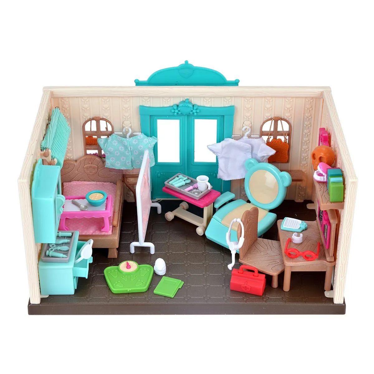 Li&#039;l Woodzeez Calico Critters Walk-in Health Clinic, Accessories, Dolls Lot