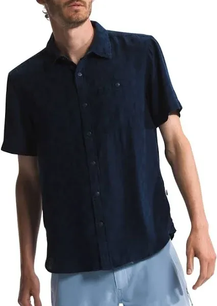 The North Face Mens Small Loghill Jacquard Short Sleeve Shady Blue Shirt