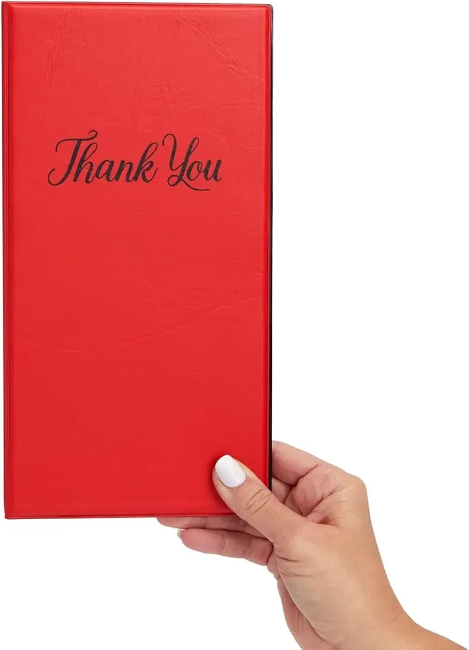 Juvale 10 Pack Thank You Check Presenters for Restaurants, Red Guest Check Book for Server, Waiter, Waitress, Diners (1 Card Slot, 10.5 x 5.5 In)