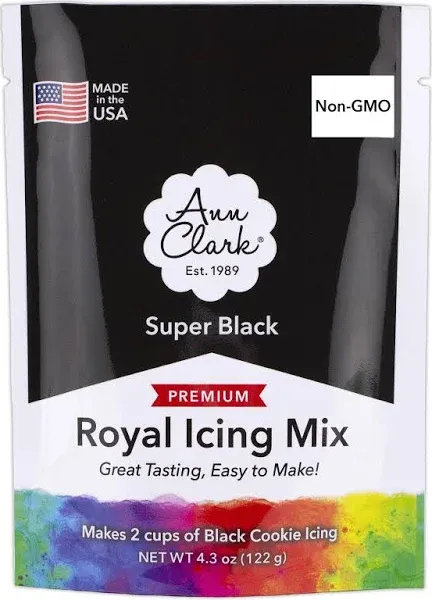 Ann Clark Black Royal Icing Mix 4.3-oz. Pouch Makes 2 Cups Black Cookie Icing