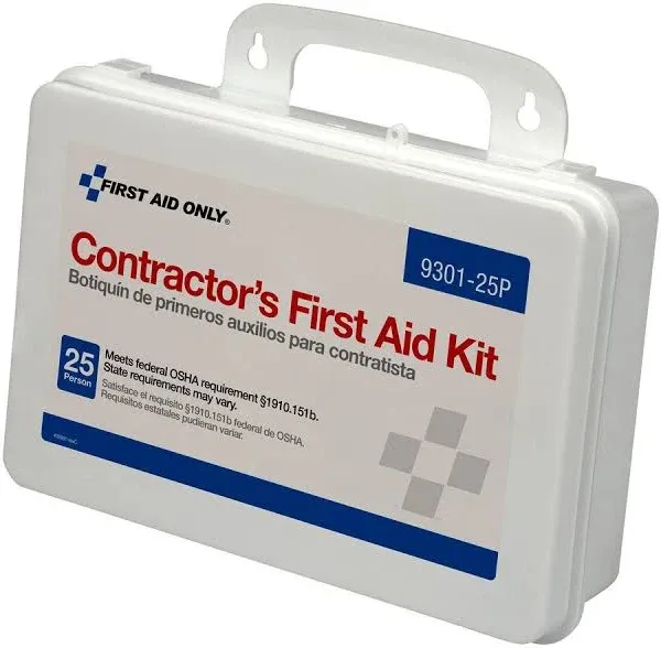 Bilingual Contractor&#039;s First Aid Kit - 25 person - 176 Pieces (plastic)