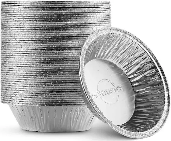 MontoPack Disposable 5" Aluminum Foil Tart/Pie Pans (50 Pack)