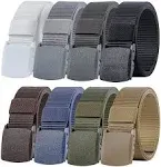 Ginwee 8 Pack Nylon Military Tactical Belt with Plastic Buckle