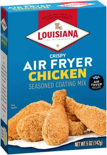 Louisiana Fish Fry, Air Fryer Chicken Coating Mix, 5 oz (Pack of 6) – Each Box Coats 2 lbs of Chicken – Chicken Breading Mix – Easy to Cook – Air Fried Chicken - Crispy Texture, Delicious Flavor