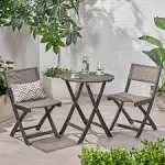 Hillside Outdoor Acacia Wicker Bistro Set by Christopher