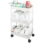 Volnamal Baby Diaper Caddy, Plastic Movable Cart for Newborn Nursery Essentials Diaper Storage Caddy Organizer for Changing Table & Crib, Easy to