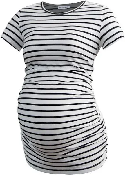 Smallshow Women's Maternity Shirt Tops Side Ruched Pregnancy Clothes Summer