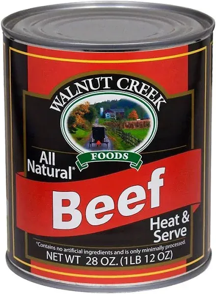 AmishTastes Walnut Creek Canned Beef Chunks, Easy Heat & Serve, Long Term Storage, 28 Oz. (Case of 12)