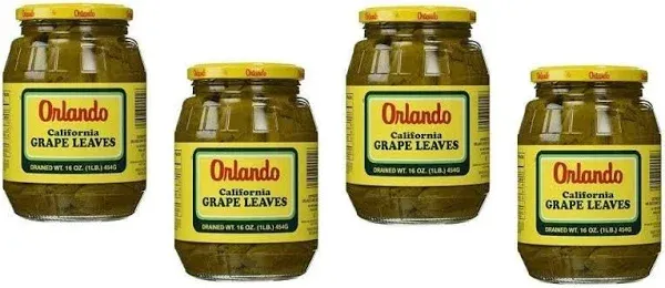 Orlando Grape Leaves California Style Tender Leaves Premium Quality- 16 Oz-475 Gm each. Pack of 4 Jars