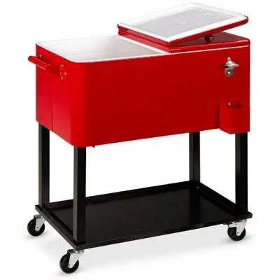 Best Choice Products 80-Quart Outdoor Steel Rolling Cooler Cart for Cookouts, Ta