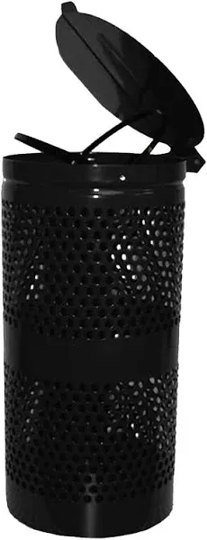 Dogipot 1206-L Steel Trash Can with Lid- Forest Green