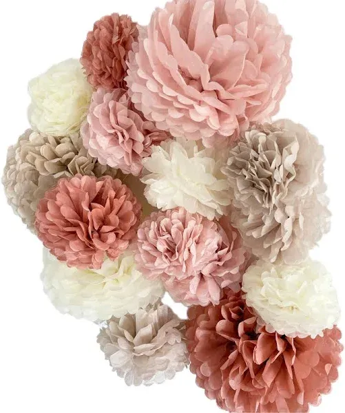 Vidal Crafts 20 Pcs Party Tissue Paper Pom Poms Set - Blush Pink Tissue Paper...