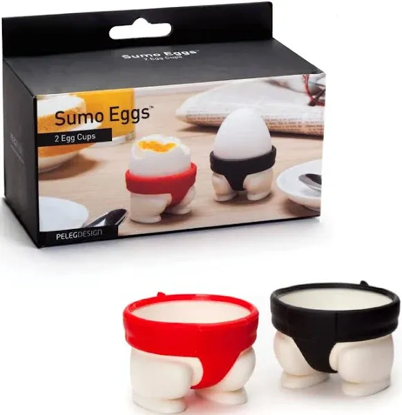 Sumo Eggs - Soft or Hard Boiled Egg Cup Holders (Set of 2) Sumo Design - Uten...