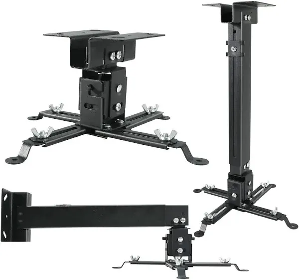 Homcine Projector Mount Universal Projector CeilingWall Mount Black with Extendable Arms Adjustable Height Projector Holder