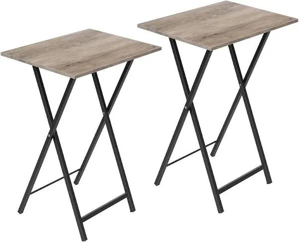 Folding TV Tray Tables, Set of 2 Side Table for Small Space, Industrial Snack...