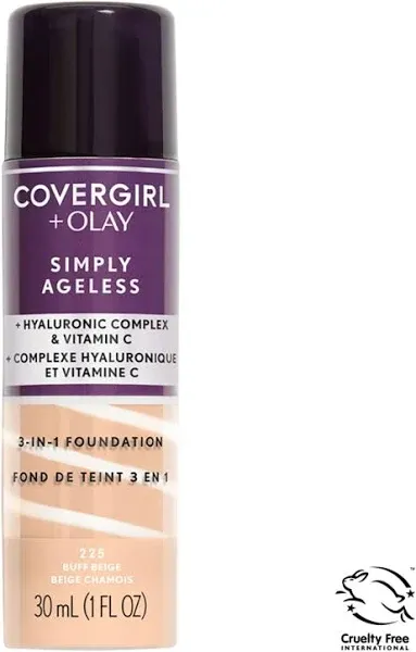 CoverGirl + Olay Simply Ageless 3-in-1 Liquid Foundation, Classic Ivory 210, ...