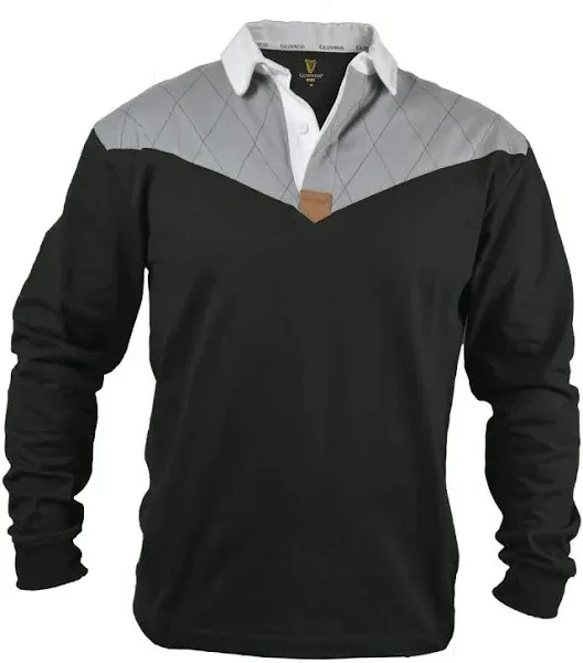 Guinness Irish Heritage Charcoal Grey and Black Long Sleeve Rugby Jersey Shirt 