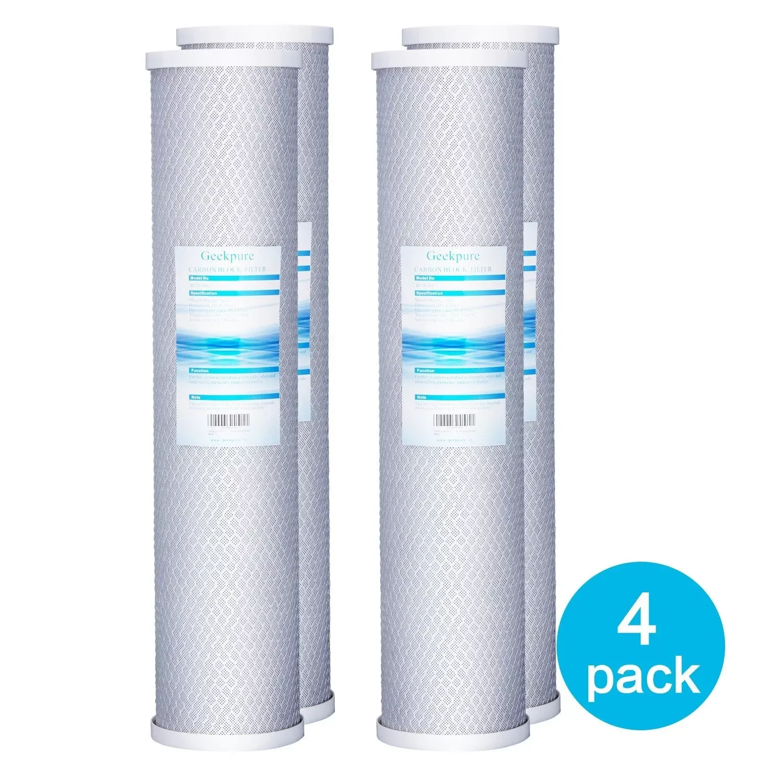 Geekpure CTO-20B x4 20&#034; Universal Compatible Carbon Block Water Filter Remove