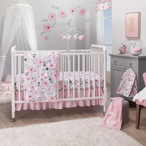 💐 Bedtime Originals Blossom Pink Watercolor Floral 3-Piece Baby Bedding Set🆕