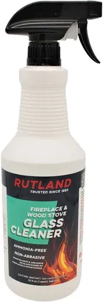 Rutland Products Fireplace Glass and Hearth Cleaner, White, 32 Fl Oz