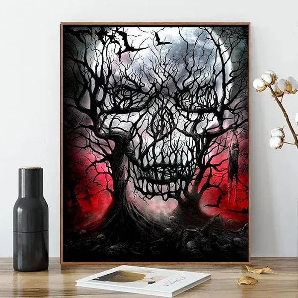 Paint by Numbers Halloween DIY Paint by Numbers Kits Skull DIY Canvas Paint b...