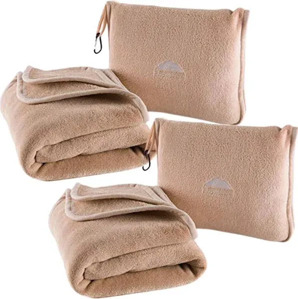 BlueHills Premium Soft Travel Blanket Pillow Airplane 2-Pack