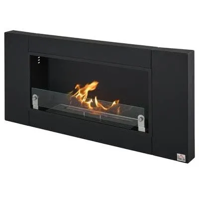 HOMCOM Ethanol Fireplace Wall-Mounted 0.73 Gal Stainless Steel Max 323 Sq. Ft