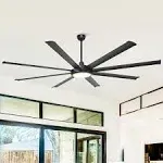 Parrot Uncle 75-Inch 8-Blade Industrial Black Large Ceiling Fan with Light and Remote