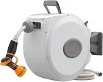 Garden HOSE-REEL with 10 Adjustable Sprayer Nozzle 5/8 in. x 65 ft Water Hose, Retractable Hose Reel by Giraffe