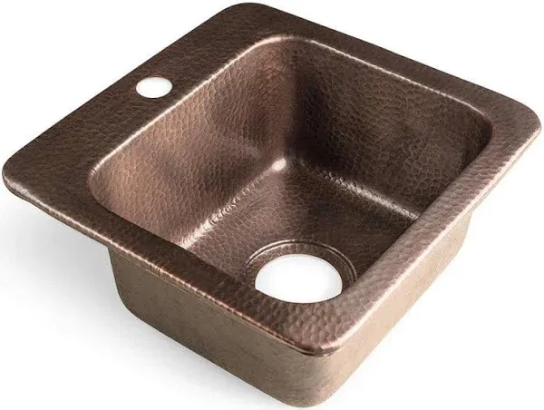 Monarch Abode 17092 Pure Copper Hand Hammered Baxter Bar Prep Sink (15 inches)