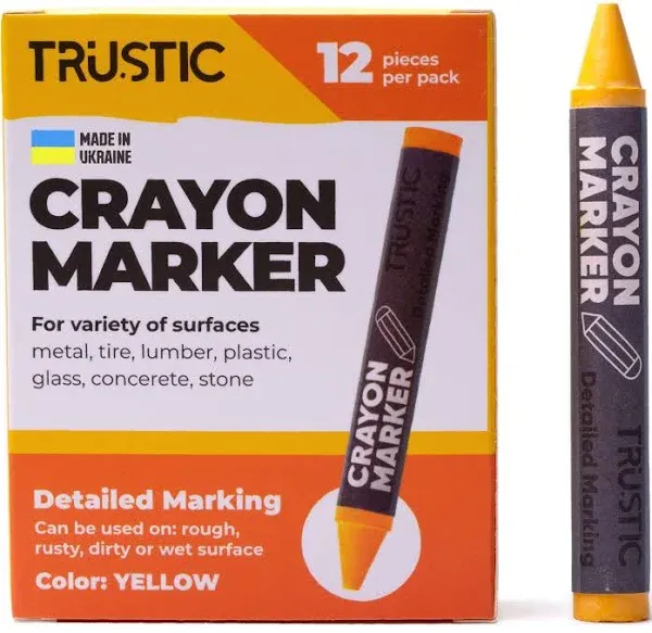 Universal Crayon Wax Marker for Industrial and Craft Detailed Marking on Lumber Metal Carton Ceramics Concrete Glass Plastic Tire 4 x 1/2", Pack of 12 (Blue)