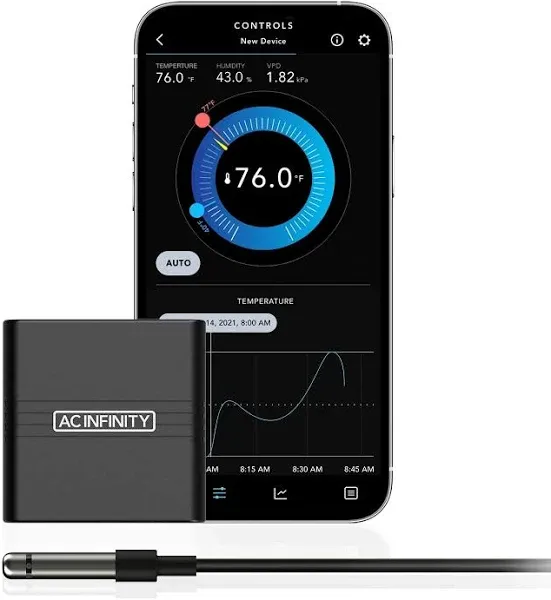 CLOUDCOM A1, Mini Smart Thermo-Hygrometer with Data App, 12 ft. Sensor Probe