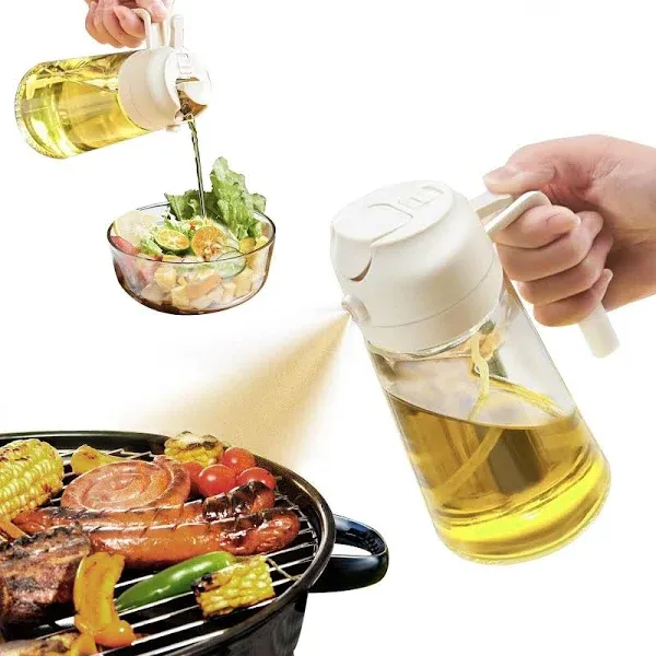 Oil Sprayer for Cooking, 2 in 1 Olive Oil Dispenser Bottle for 01_Creamy White