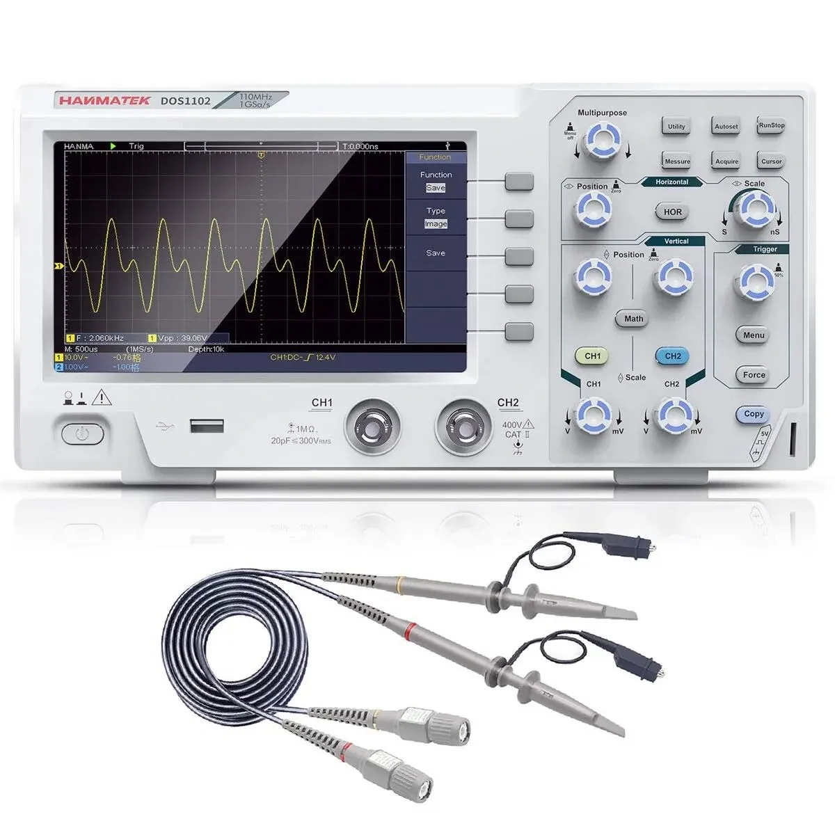 DOS1102 Digital Oscilloscope 110M Bandwidth Dual Channel with 7-in Color Screen