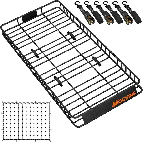 Mockins 84"x39"x6" Adjustable Car Roof Rack Basket |250lb Capacity Waterproof Car Roof Cargo Carrier Heavy Duty Luggage Rack for Car Rooftop |