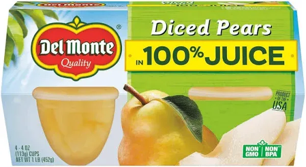 Del Monte Diced Pears Fruit Cups