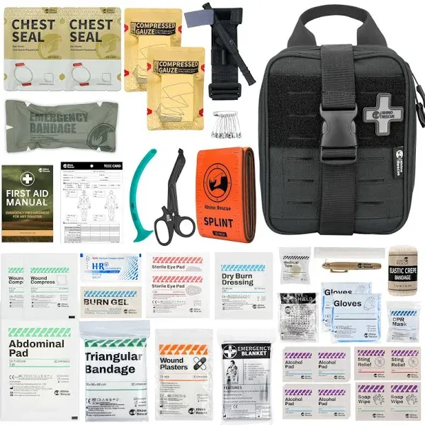 RHINO RESCUE IFAK Trauma First Aid Kit, FSA HSA Eligible, Medical Pouch for Car Home Travel Hiking (Camouflage)