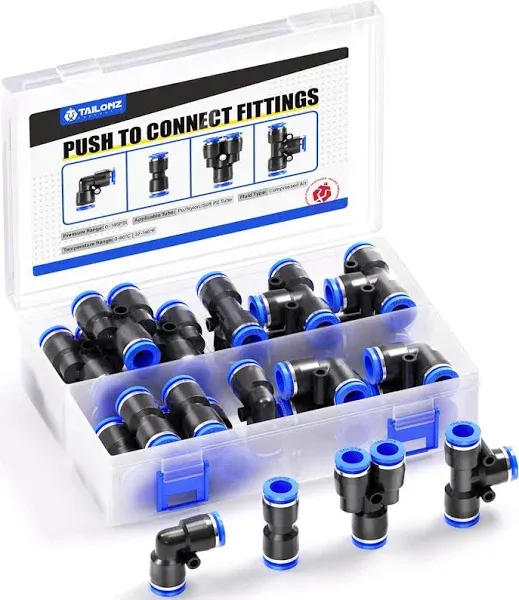 Tailonz Pneumatic 14 Inch Push to Connect Fittings Kit