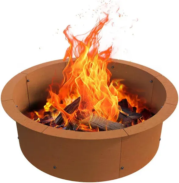 Fire Pit Ring Outdoor Wood Burning Fire Pit Liner 27.5 Inch Camping Fire Ring Painted Steel Firepit Ring Heavy Duty Campfire Ring Above or In-Ground for Bonfire Outdoor Backyard