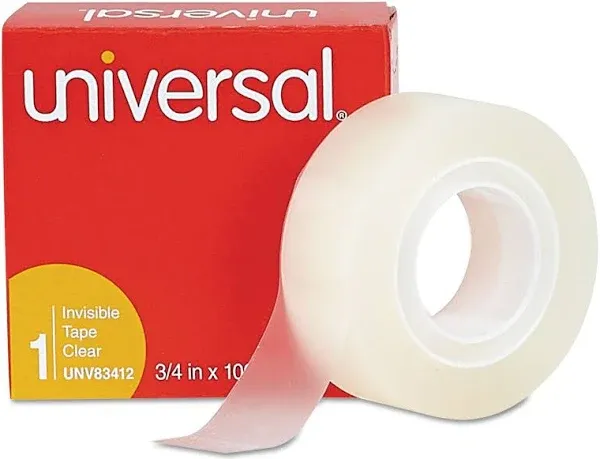 Universal UNV83412 0.75 in. x 83.33 ft. 1 in. Core Invisible Tape - Clear (12/Pack)