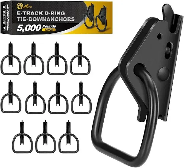 12Pcs E Track D Ring Tie-Down Anchors|E Track Accessories for Enclosed|ETrack System for Trailer Accessories for Bikes in Trailers, Pickups, Trucks，Motorcycle Anchor, Wheel Chock & Equipment(Black)