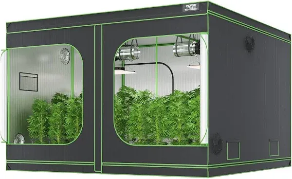 VEVOR 10x10 Grow Tent, 120&#039;&#039; x 120&#039;&#039; x 80&#039;&#039;, High Reflective 600D Mylar Hydropon