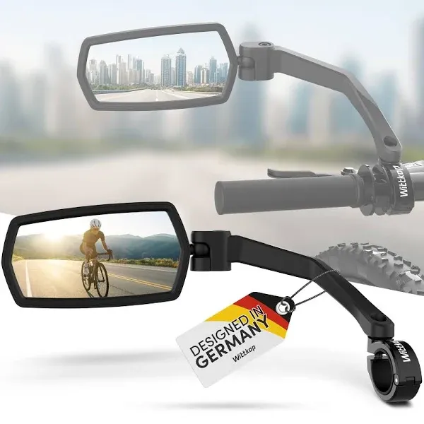 WITTKOP Bike mirror | Large HD field of vision | 360° rotatable & foldable | Mounting above & below | Break-proof & durable | ebike accessories, bike mirror handlebar mount, bicycle mirrors